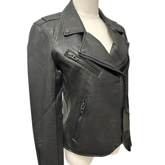 BLANK NYC Moto Jacket Vegan Leather Matte Black Onyx Women’s Size XS Small NEW - Picture 3 of 15